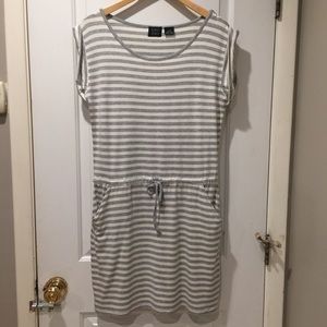 NWOT PRESS Grey & White Stripe Drawstring Dress M